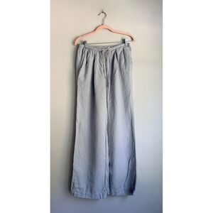Alp N Rock Linen Wide Leg Pants Blue Drawstring Relaxed Women's Small Coastal